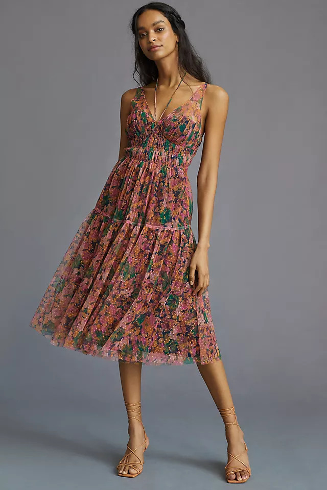 By Anthropologie Halter Mesh Midi Dress | Anthropologie (UK)