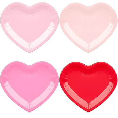 Purhapfre 60Pcs Valentine's Day Paper Plates Heart Shaped Disposable Party Plates Gradient Pink Love Valentines Day Party Supplies Tableware Decor for Valentine's Day Anniversary Wedding(9 Inch) | Amazon (US)