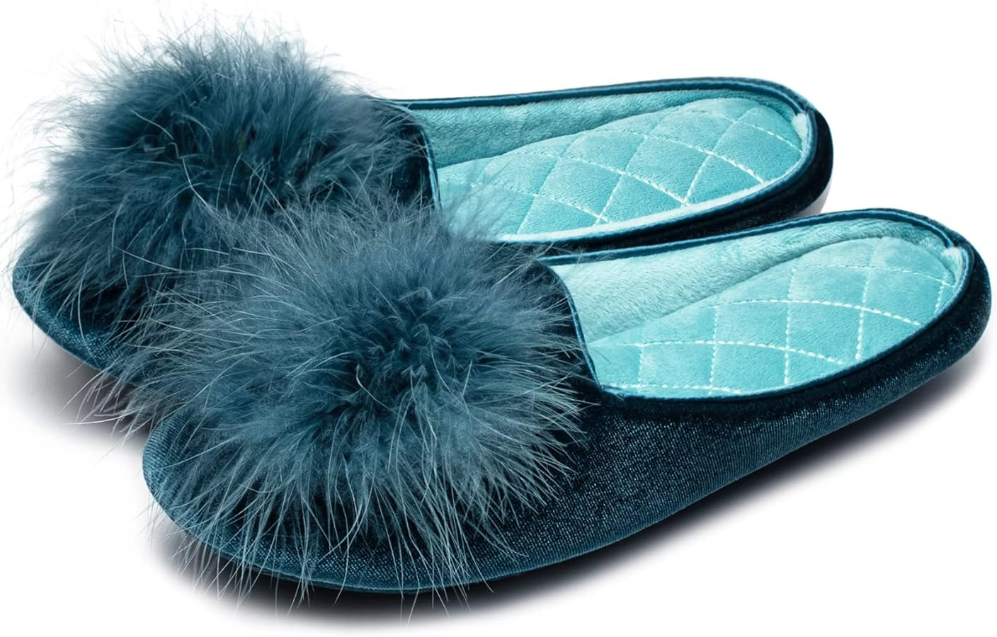 GRITHEIM Women's Fuzzy Pom Pom Velvet Memory Foam House Slippers Ladies Cozy Chenille Knit Bedroo... | Amazon (US)