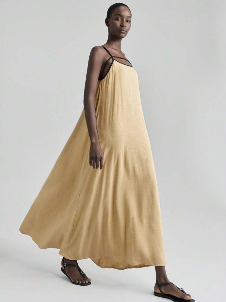 Ontre Women's Bohemian Style Dress, Spaghetti Strap Backless Minimalist Fashion, Suitable For Summer, Women's Casual Dress, Holiday Dress | SHEIN