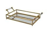 CosmoLiving by Cosmopolitan Metal Mirrored Tray with Acrylic Handles, 22" x 12" x 5", Gold | Amazon (US)