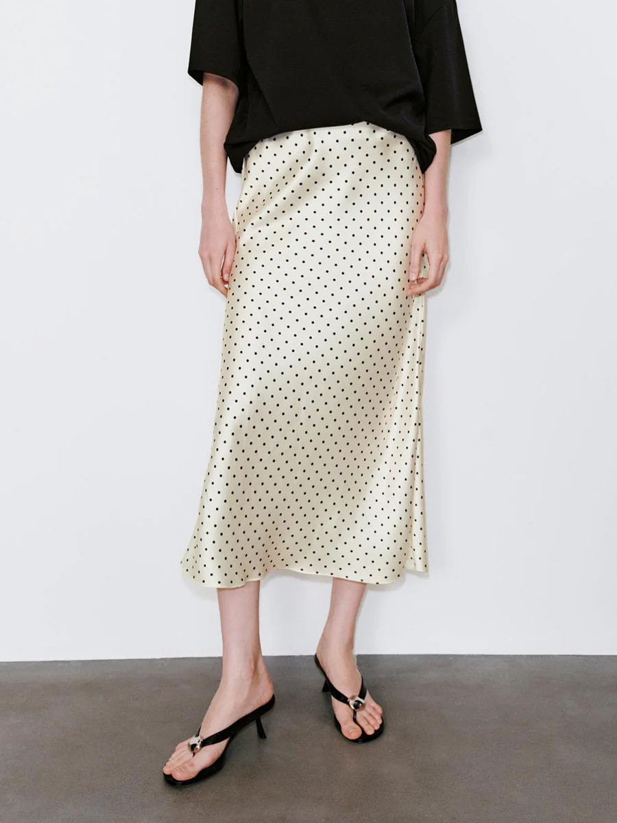 Polka Dotted Fishtail Midi Skirts | Urban Revivo