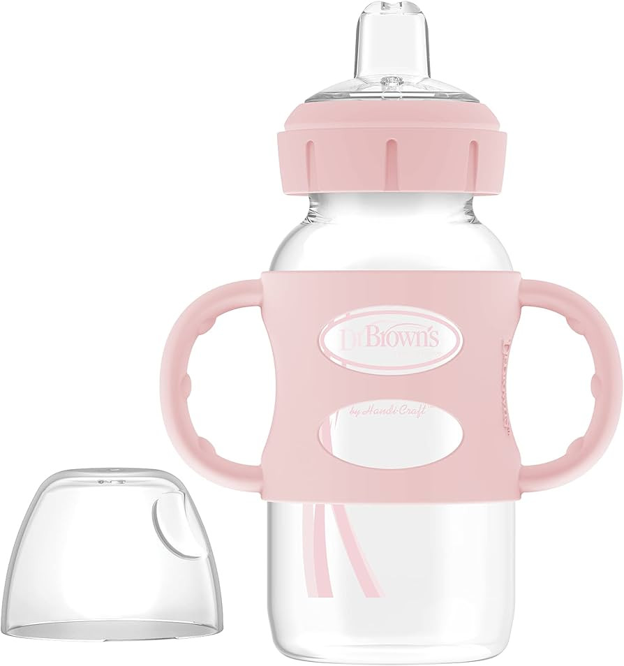 Dr. Brown's Milestones Wide-Neck Sippy Spout Bottle with 100% Silicone Handles, Easy-Grip Handles... | Amazon (US)