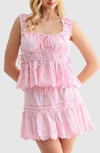 Side Tie Embroidered Cotton Eyelet Top | Nordstrom