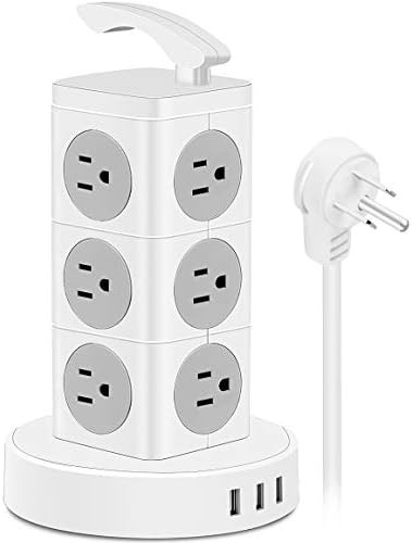 Surge Protector Power Strip Tower, FTEDK USB Power Strip Tower 6.6 FT Extension Cord with 12 AC O... | Amazon (US)