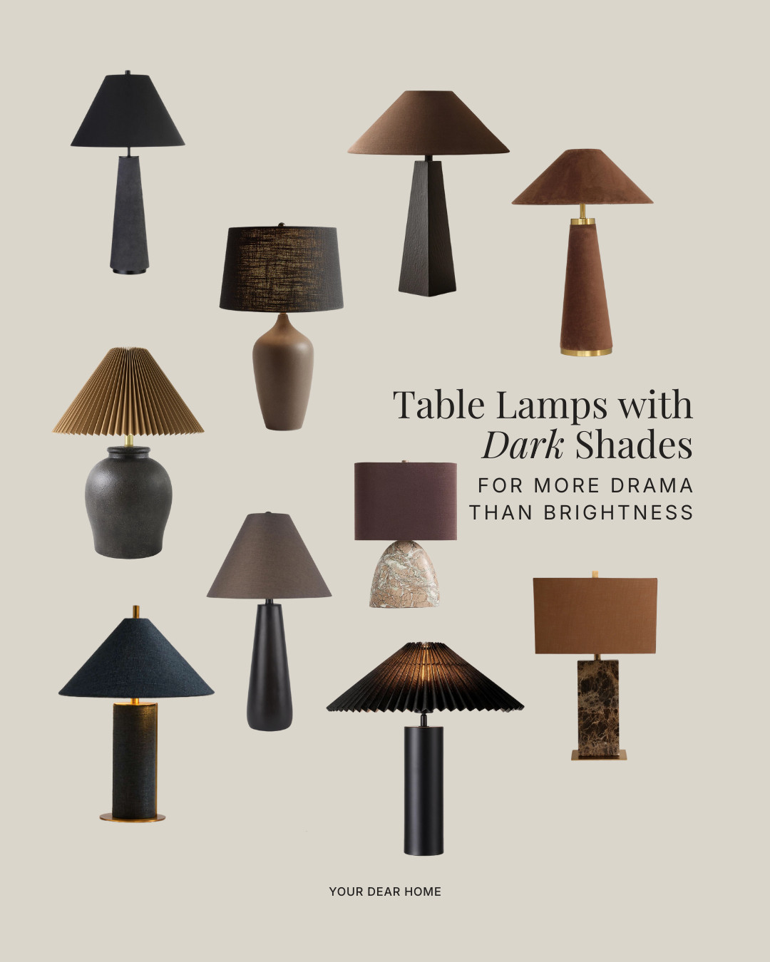Dark shades are all about drama. They’re perfect when the lamp itself is meant to stand out or when you want a moody, layered look rather than bright lighting. 

 #LTKHome