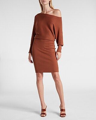 Off the Shoulder Midi Sweater Dress | Express