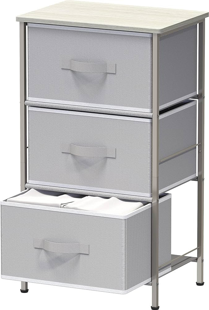 SimpleHouseware 3-Tier Nightstand Dresser Storage Tower with Drawers for Bedroom, Grey | Amazon (CA)
