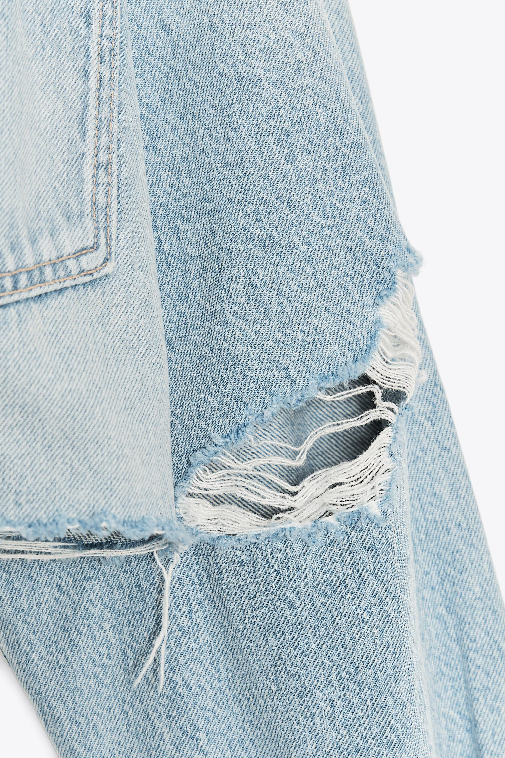 TRF RIPPED CROP DENIM OVERSHIRT | Zara US