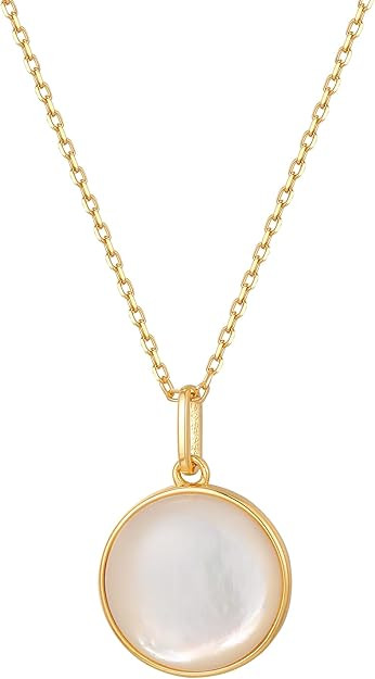 S.Leaf Shell Necklace for Women Sterling Silver Shell Pendant Minimalism Round I Heart I Square I... | Amazon (US)