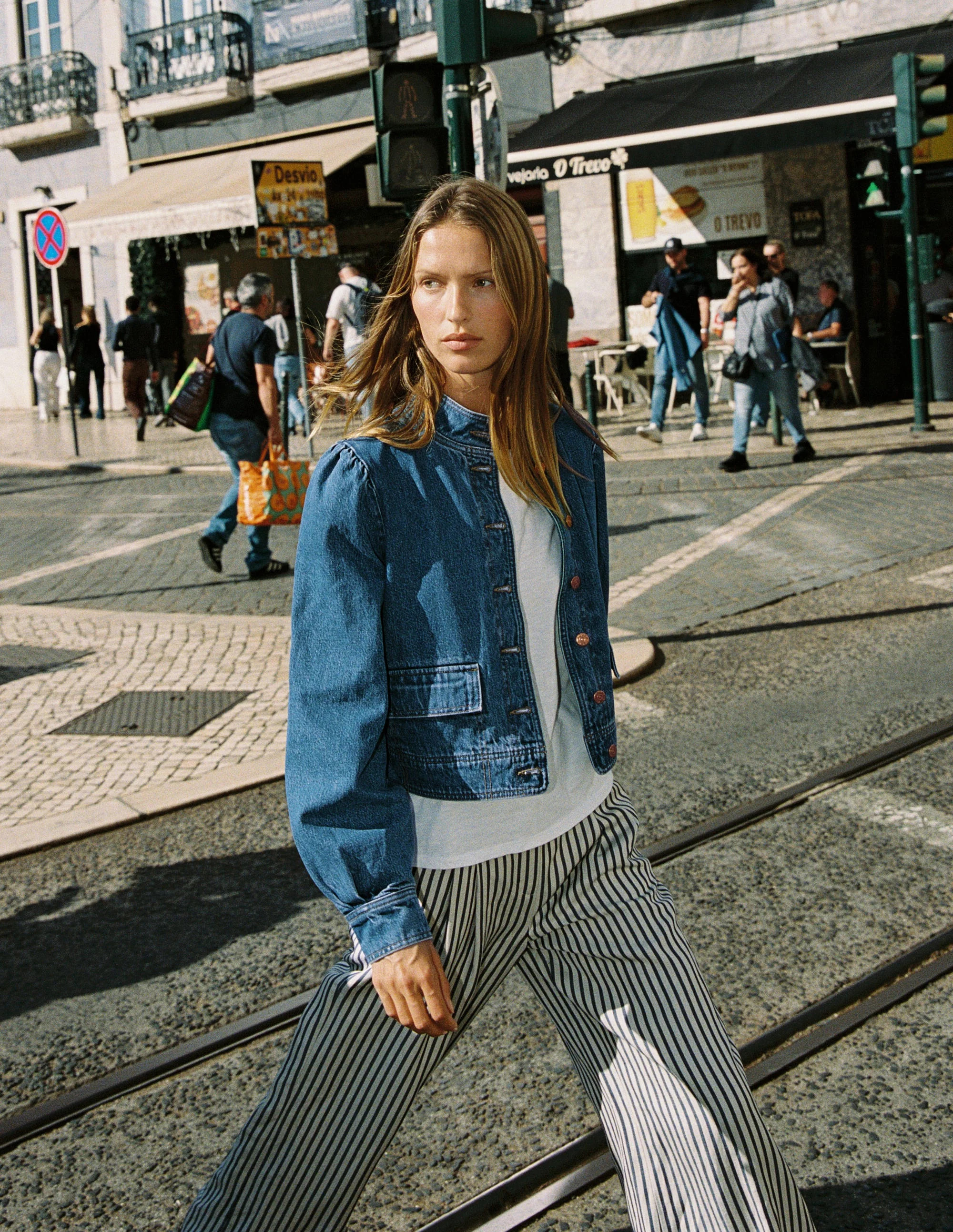 Topstitch Denim Jacket-Mid Wash, Denim | Boden (US)