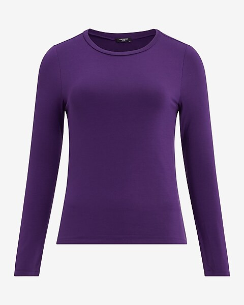 Supersoft Fitted Double Layer Crew Neck Long Sleeve Tee | Express