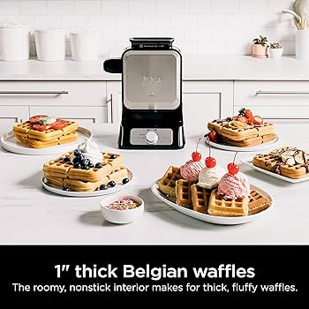 Ninja BW1001 NeverStick PRO Belgian Waffle Maker, Vertical Design, 5 Shade Settings, with Precisi... | Amazon (US)