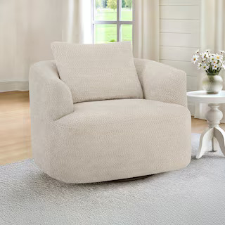 OrangeOne Light Champagne Chenille Fabric Upholstered 360° Swivel Barrel Chair Metal Base Swivel... | The Home Depot