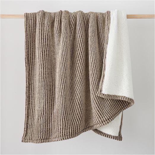 Rib Knit Sherpa Throw | West Elm (US)