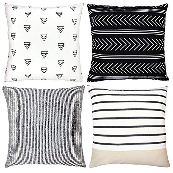 Woven Nook Decorative Throw Pillow Covers ONLY for Couch, Sofa, or Bed Set of 4 18 x 18 inch Modern  | Amazon (US)