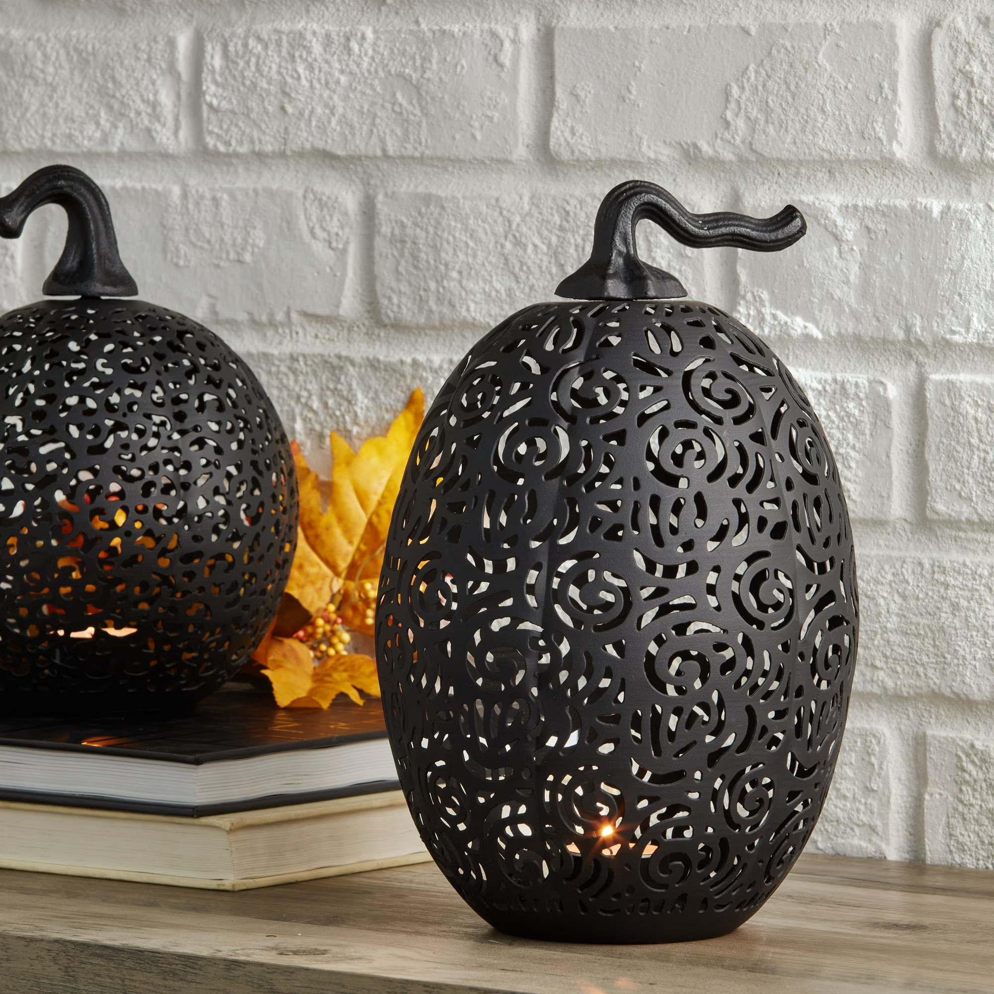 Way To Celebrate Metal Pumpkin Tea Light Holder Black, 11 inch | Walmart (US)