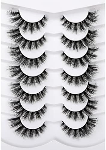 Pooplunch False Eyelashes Cat Eye Fluffy Lashes 8D Volume Faux Mink Lashes 7 Pairs Fake Eyelash P... | Amazon (US)