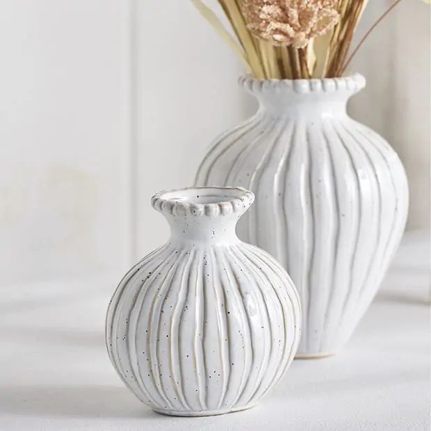 White Lotus Porcelain Vase Set of 2 | Antique Farm House
