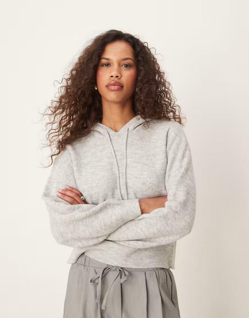 JDY knitted hoodie in gray melange | ASOS (Global)