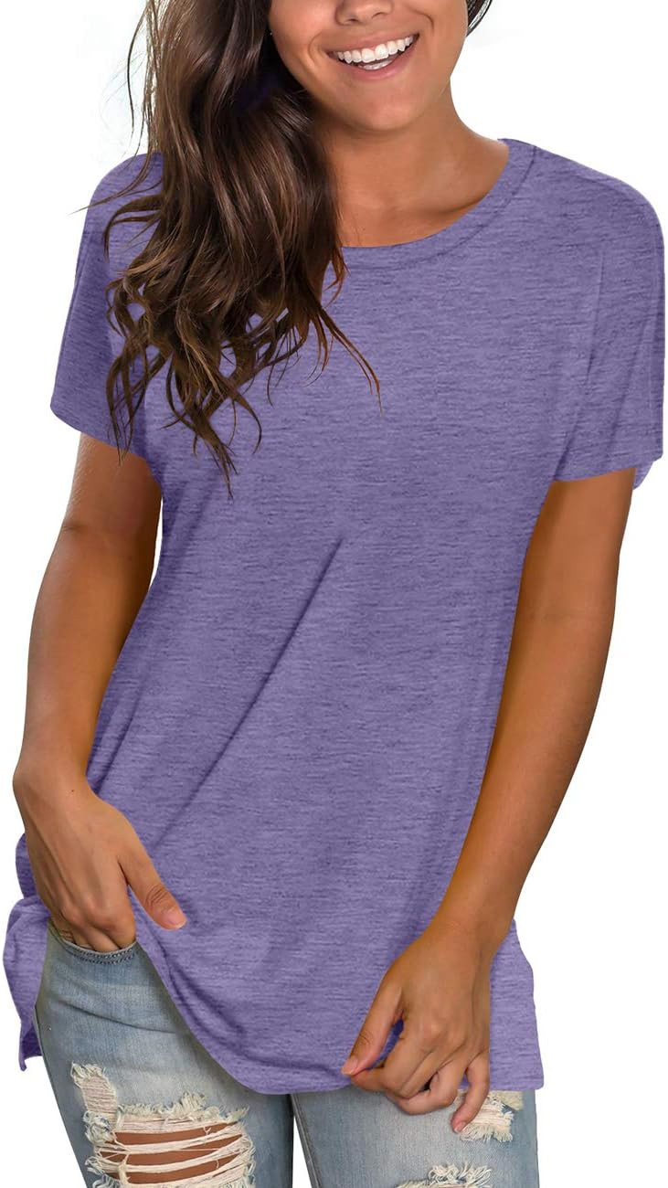 Saloogoe Womens Loose Fit Tshirts Short Sleeve Summer Tops Casual Workout Yoga Tunic T Shirts Tops | Amazon (US)