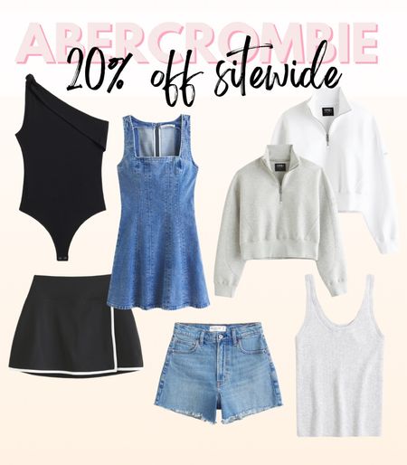 New spring outfit picks from Abercrombie! Great travel outfits too! Everything is 25% off today!
Bodysuit, denim dress, pullover, tennis skirt, denim shorts, ribbed tank 

#LTKSpringSale #LTKsalealert #LTKfindsunder50