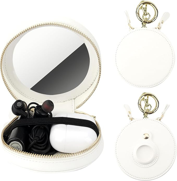 Bocasal Coin Pouch Mini Lipstick Cosmetic Bag with Airtag Holder Mirror, Leather Zipper Travel Ma... | Amazon (US)