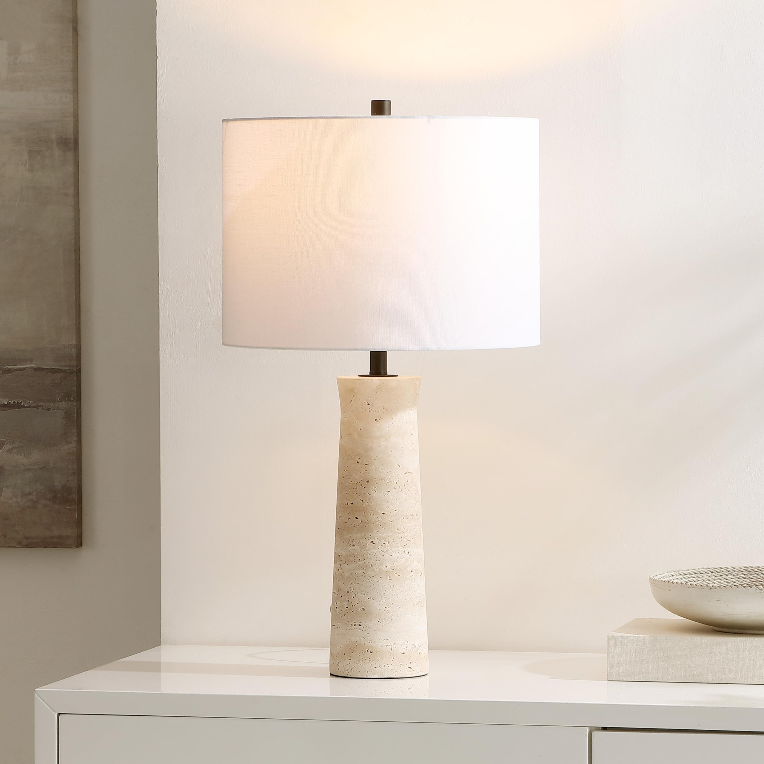 SAFAVIEH Lighting Collection Alana Ivory Travertine 25-inch Table Lamp for Bedroom, Living Room, ... | Amazon (US)