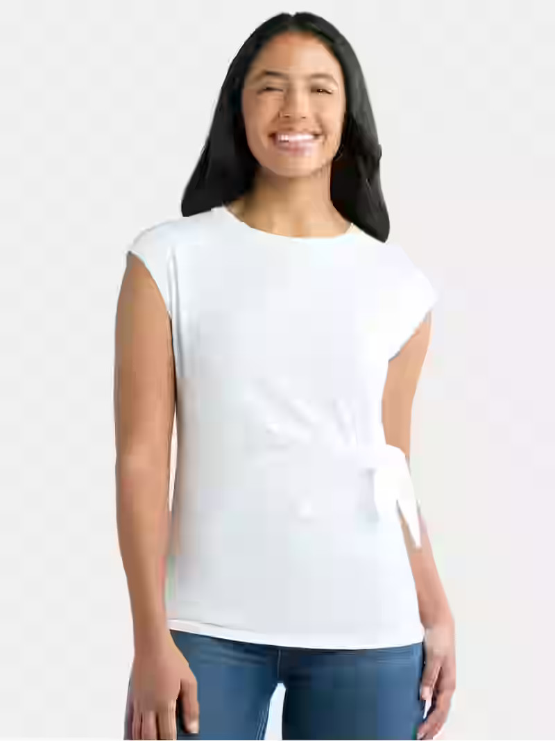 Time and Tru Women's Cotton Side Tie Top, Sizes XS-XXXL | Walmart (US)