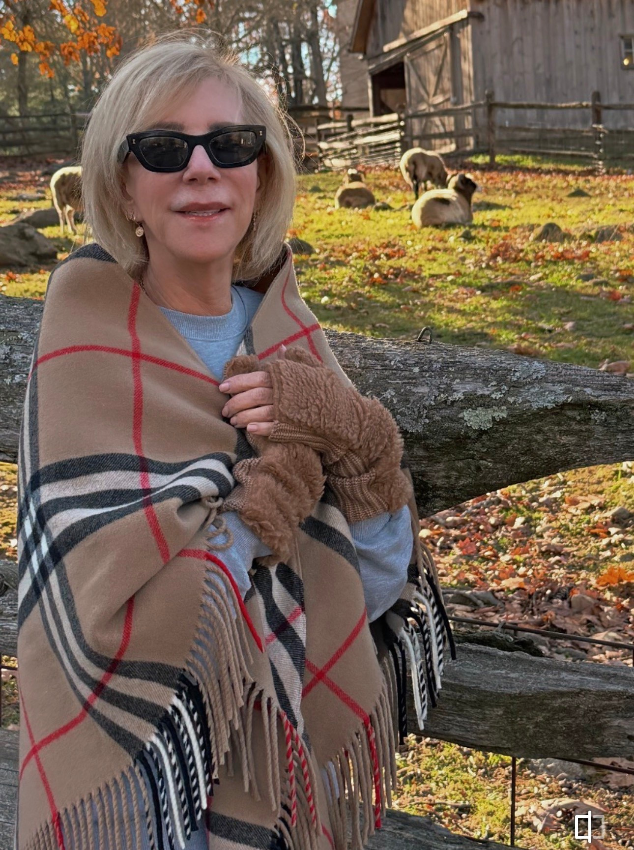 



The temperature is dropping, but I'm embracing the chill with my trusty Burberry wrap, which is both warm and effortlessly stylish. Perfect for our fun filled farm visit with the grandkids. I love wearing my vintage plaid Burberry cape! Never goes out of style and so easy to wear. 
My Max Mara shearling gloves were a game-changer, keeping me cozy and confident.  Perfect look! 


Comment SHOP below to receive a DM with the link to this post on my LTK ⬇ https://liketk.it/5wsFc #ltkstyletip #ltkover40 #ltkseasonal

#LTKOver40 #LTKStyleTip #LTKSeasonal