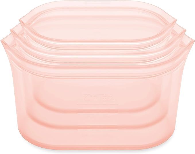 Zip Top Reusable 100% Silicone Food Storage Bags and Containers, Made in the USA - 3 Dish Set - P... | Amazon (US)