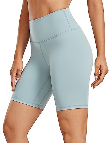 CRZ YOGA Women's Naked Feeling Biker Shorts - 8 Inches High Waisted Yoga Workout Gym Running Spandex Light Grayish Blue X-Small | Amazon (US)