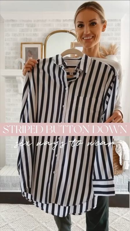 6 ways to style this striped button down from Target! Loverly Grey is wearing an XS! 

#LTKstyletip #LTKFind #LTKunder50