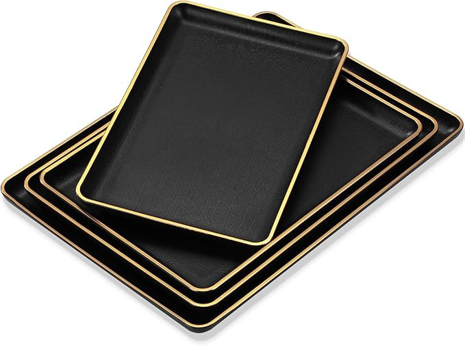 Rtteri Set of 4 Large Serving Platter Set 15/14/13/12 Inch Heavy Plastic Serving Trays Unbreakabl... | Amazon (US)