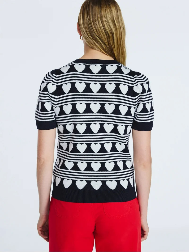 Free Assembly Women's and Women's Plus Cozy Yarn Shrunken Sweater Tee with Short Sleeves, Solid &... | Walmart (US)