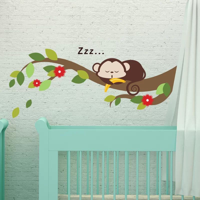 Sleeping Monkey and Tree Branch Wall Sticker | Wayfair UK
