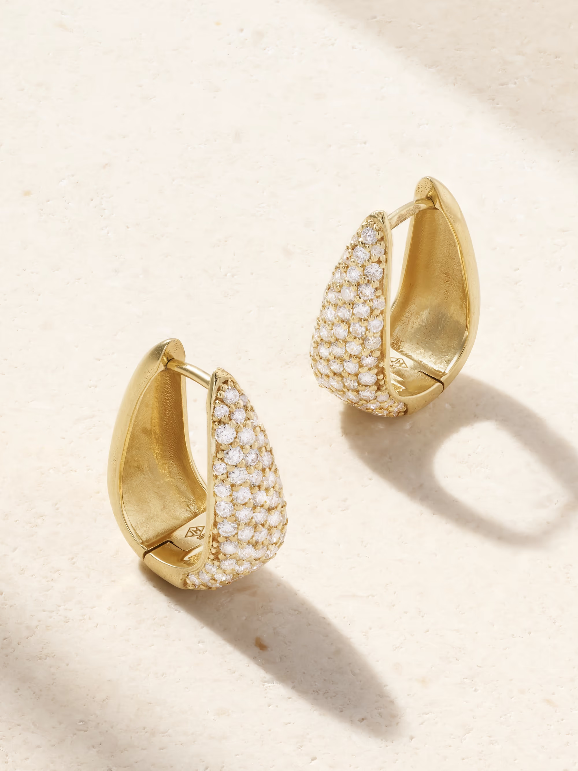 Mini Elongated Teardrop 18-karat gold diamond hoop earrings | NET-A-PORTER (US)