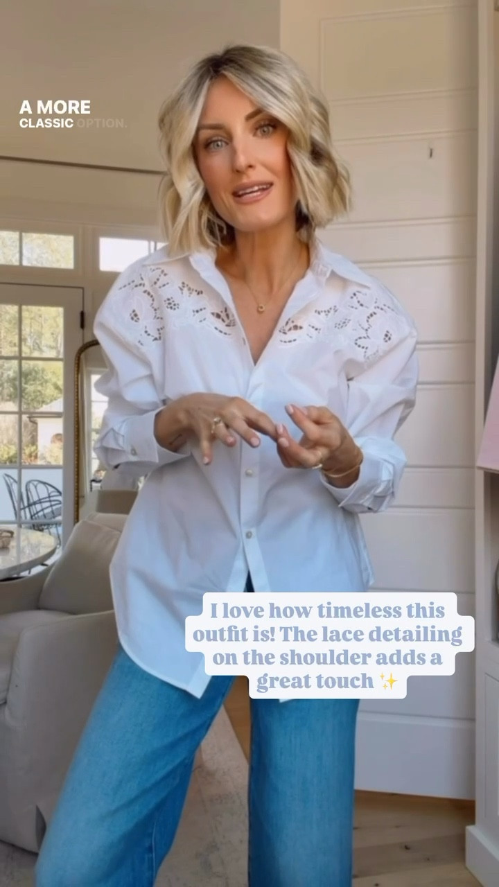 This top has the prettiest eyelet details 💕 wearing XS/26.

Loverly Grey, H&M, white button down, classic look, spring fashion, spring outfit ideas 

#LTKSeasonal #LTKootd