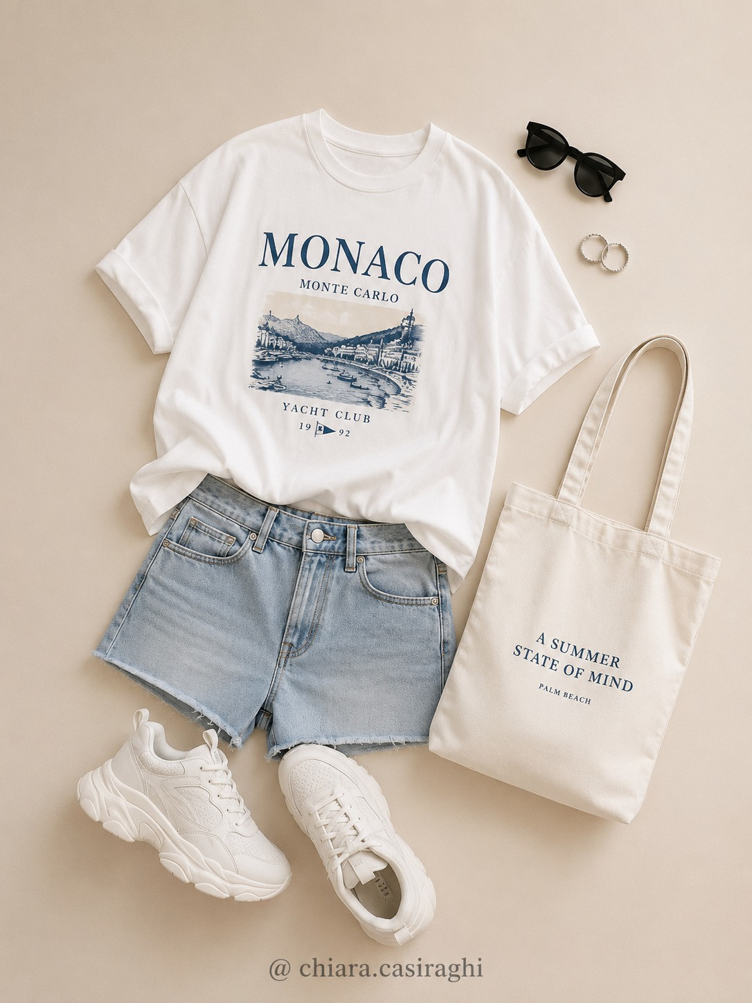 Chic summer look with these stylish denim shorts, a cool graphic tee, and trendy sneakers. Perfect for beach days. #ChiaraCasiraghi
 

 #LTKootd #LTKU #LTKSaleAlert