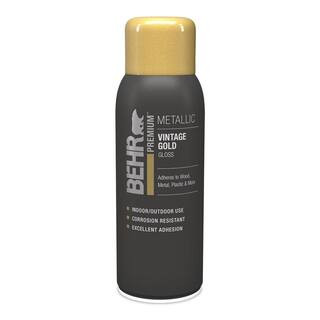 BEHR PREMIUM 11 oz. #SP-203 Vintage Gold Metallic Gloss Interior/Exterior Spray Paint Aerosol B06... | The Home Depot