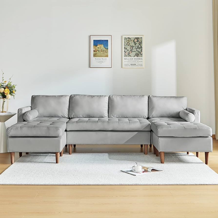 ORRD U-Shape Convertible Sectional Sofa, Modular Sleeper Couch Chaise Modern 6 Seater Velvet Sofa... | Amazon (US)