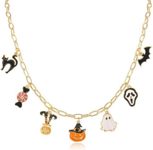 NEKOL Halloween Necklace for Women, Nightmare before Christmas Horror Party Charm Choker Necklace... | Amazon (US)