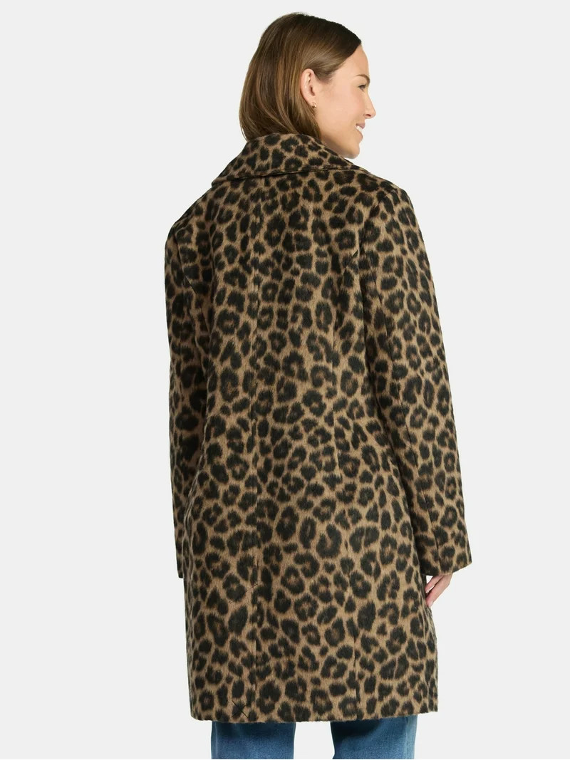 Time and Tru Women's and Women's Plus Faux Wool Boyfriend Coat, Sizes XS-2X | Walmart (US)