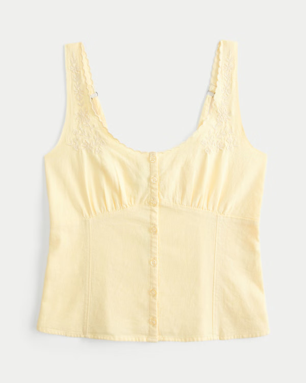 Women's Linen Blend Button-Through Top | Women's Tops | HollisterCo.com | Hollister (US)