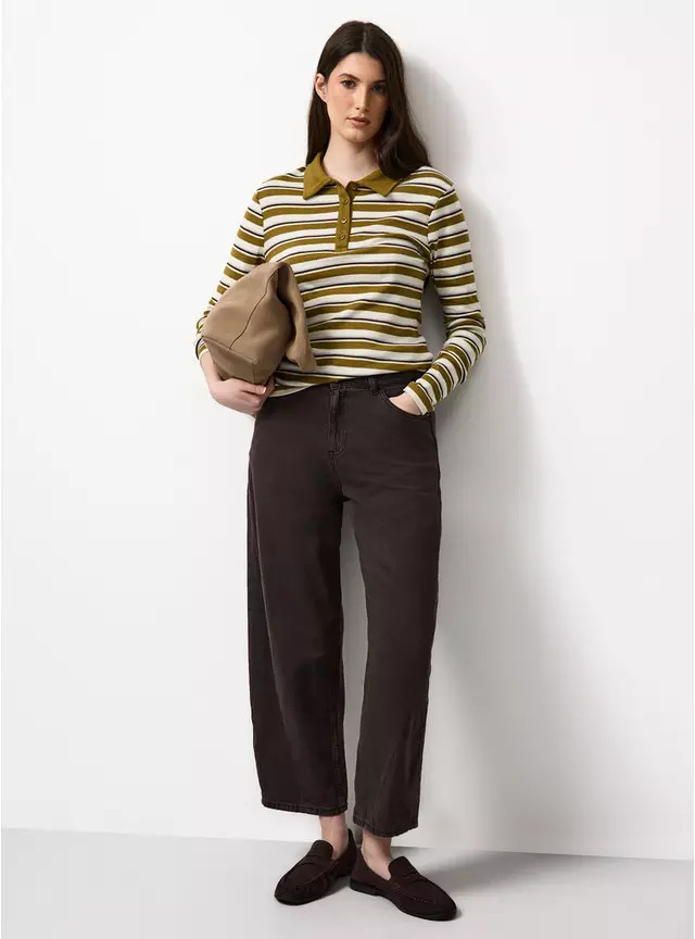 Green Striped Long Sleeve Polo Shirt 20 | Tu Clothing