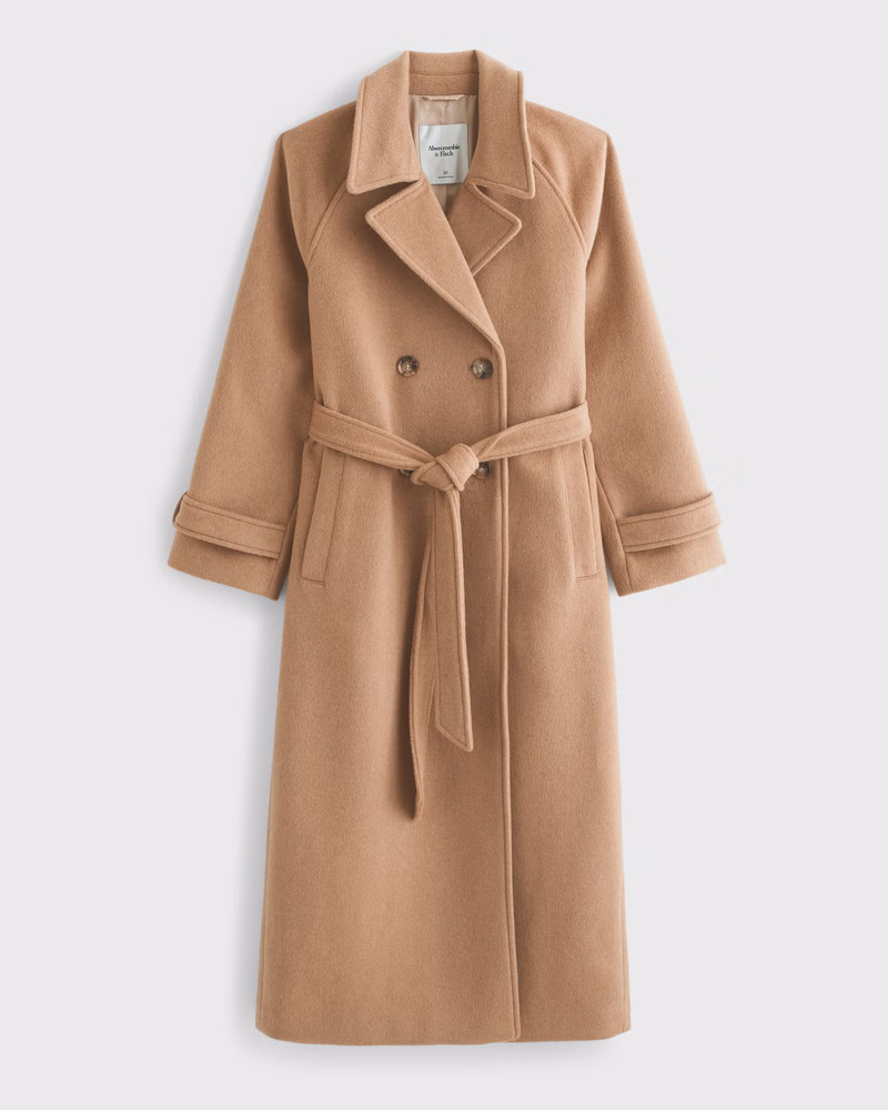 Women's A&F Carrie Wool-Blend Trench Coat | Women's New Arrivals | Abercrombie.com | Abercrombie & Fitch (US)