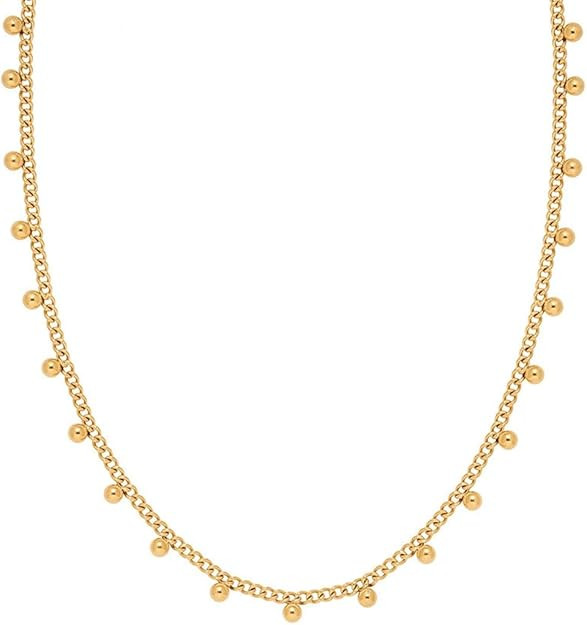Jude Jewelers Stainless Steel Beaded Chain Style Collar Necklace | Amazon (US)