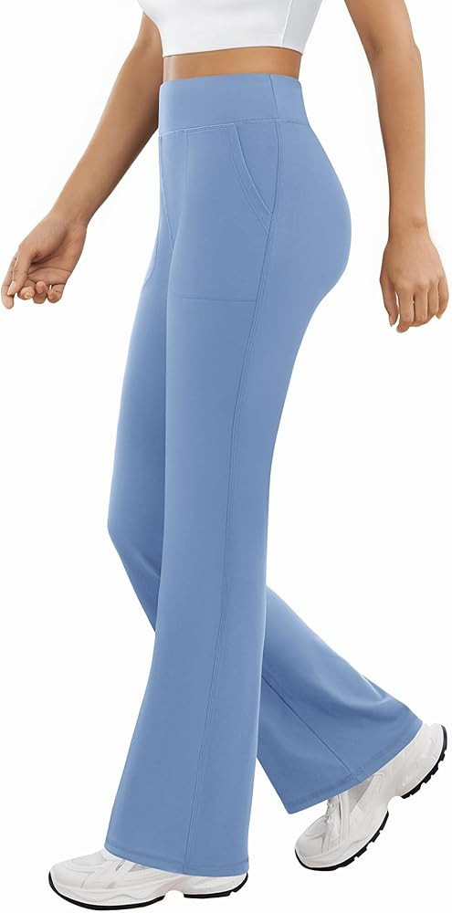 Womens Yoga Pants High Waisted Flare Leggings with Pockets Bootcut Lounge Workout Bell Bottom Tro... | Amazon (US)