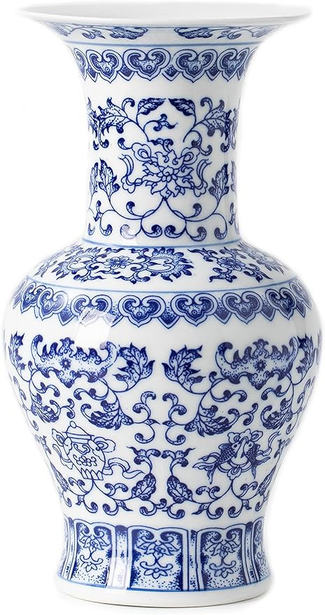 Blue and White Vase, Blue Vases Home Décor, Chinoiserie Vase, Blue and White Porcelain, Ceramic ... | Amazon (US)