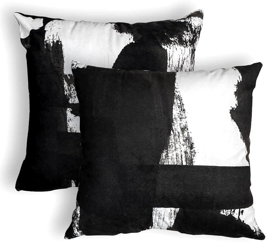 Vineland Throw Pillow Covers Set Black and White Abstract Farmhouse Cushion Case 18 x 18 Inch, Do... | Amazon (US)